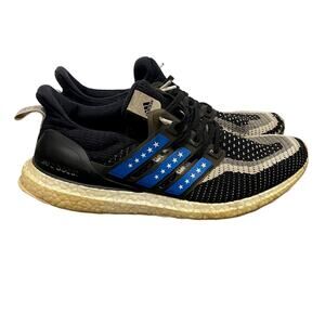 Adidas Ultra Boost red, white, blue flag stripes black shoes Size 9.5